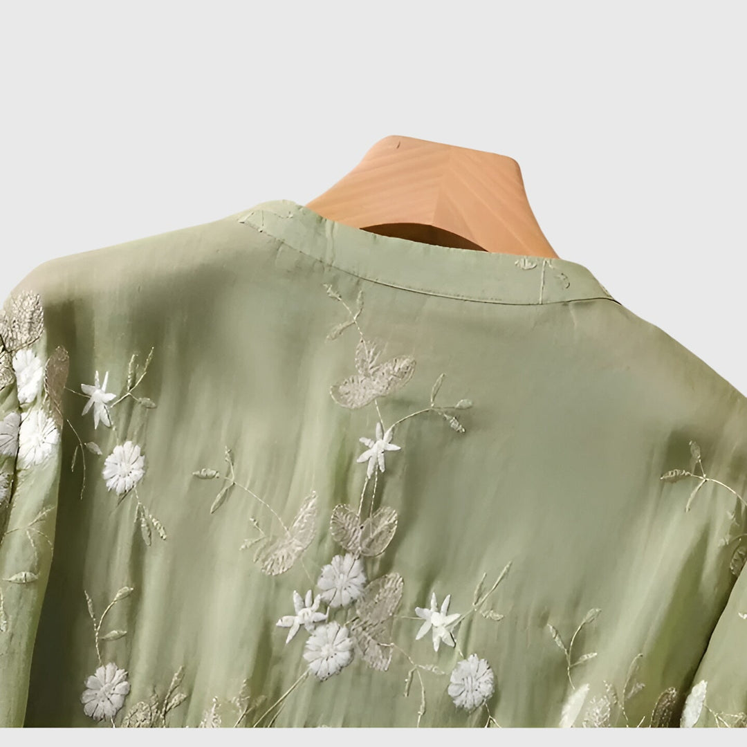 Olivia | Elegant Top with Embroidered Flowers