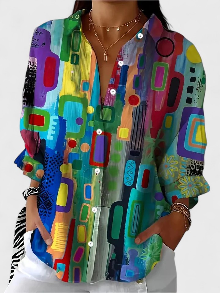 Olivia | Elegant Geometric Pattern Blouse